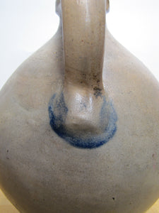 CLARK & FOX ATHENS Antique Stoneware Ovoid Jug w Handle Grocery Distillery 19c