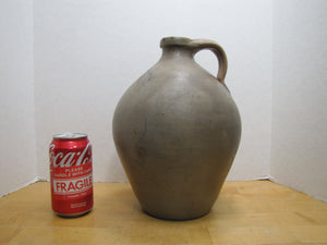 CLARK & FOX ATHENS Antique Stoneware Ovoid Jug w Handle Grocery Distillery 19c