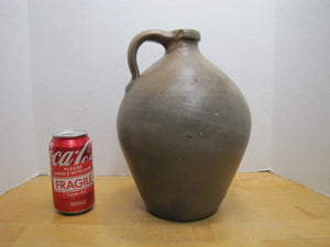 CLARK & FOX ATHENS Antique Stoneware Ovoid Jug w Handle Grocery Distillery 19c