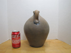 CLARK & FOX ATHENS Antique Stoneware Ovoid Jug w Handle Grocery Distillery 19c