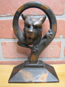 Devil Dog Gargoyle Serpent Monster Beast Old Japanned Copper Flash Doorstop
