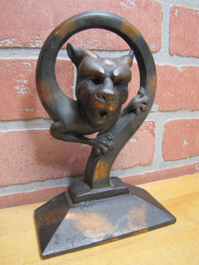 Devil Dog Gargoyle Serpent Monster Beast Old Japanned Copper Flash Doorstop