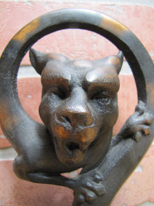 Devil Dog Gargoyle Serpent Monster Beast Old Japanned Copper Flash Doorstop