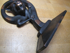 Devil Dog Gargoyle Serpent Monster Beast Old Japanned Copper Flash Doorstop