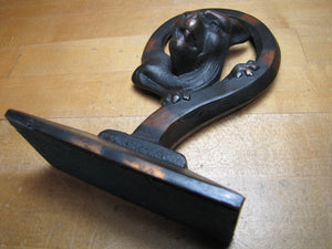 Devil Dog Gargoyle Serpent Monster Beast Old Japanned Copper Flash Doorstop