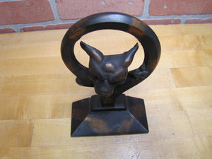 Devil Dog Gargoyle Serpent Monster Beast Old Japanned Copper Flash Doorstop