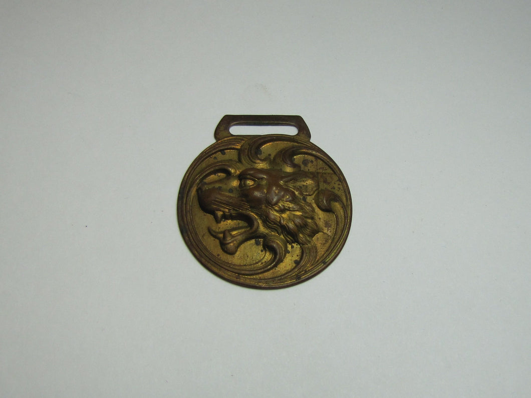 GRIFFIN MONSTER TIGER BEAST Antique Watch Fob Brass Bronze Ornate High Relief