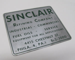 SINCLAIR REFINING Co FUEL OILS SERVICE EQUIPMENT PHILA PA Original Old Ad Sign