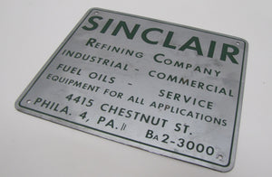 SINCLAIR REFINING Co FUEL OILS SERVICE EQUIPMENT PHILA PA Original Old Ad Sign