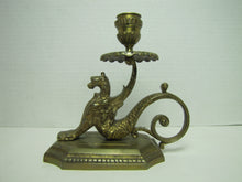 Load image into Gallery viewer, GRIFFIN MONSTER BEAST Antique Bronze Brass Chamberstick Candle Holder Ornate
