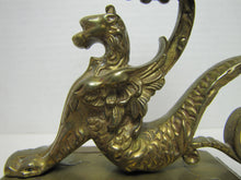 Load image into Gallery viewer, GRIFFIN MONSTER BEAST Antique Bronze Brass Chamberstick Candle Holder Ornate
