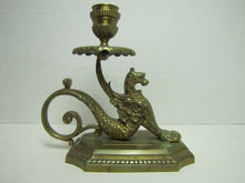 Load image into Gallery viewer, GRIFFIN MONSTER BEAST Antique Bronze Brass Chamberstick Candle Holder Ornate
