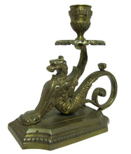 Load image into Gallery viewer, GRIFFIN MONSTER BEAST Antique Bronze Brass Chamberstick Candle Holder Ornate
