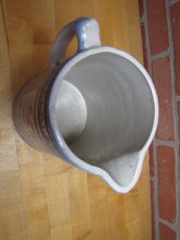 Load image into Gallery viewer, Good Luck Swirling Logs Antique Stoneware Pottery Pitcher Blue White Embossed
