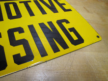 Load image into Gallery viewer, CAUTION LOCOMOTIVE CROSSING Original Old Porcelain Sign Train Station Railroad
