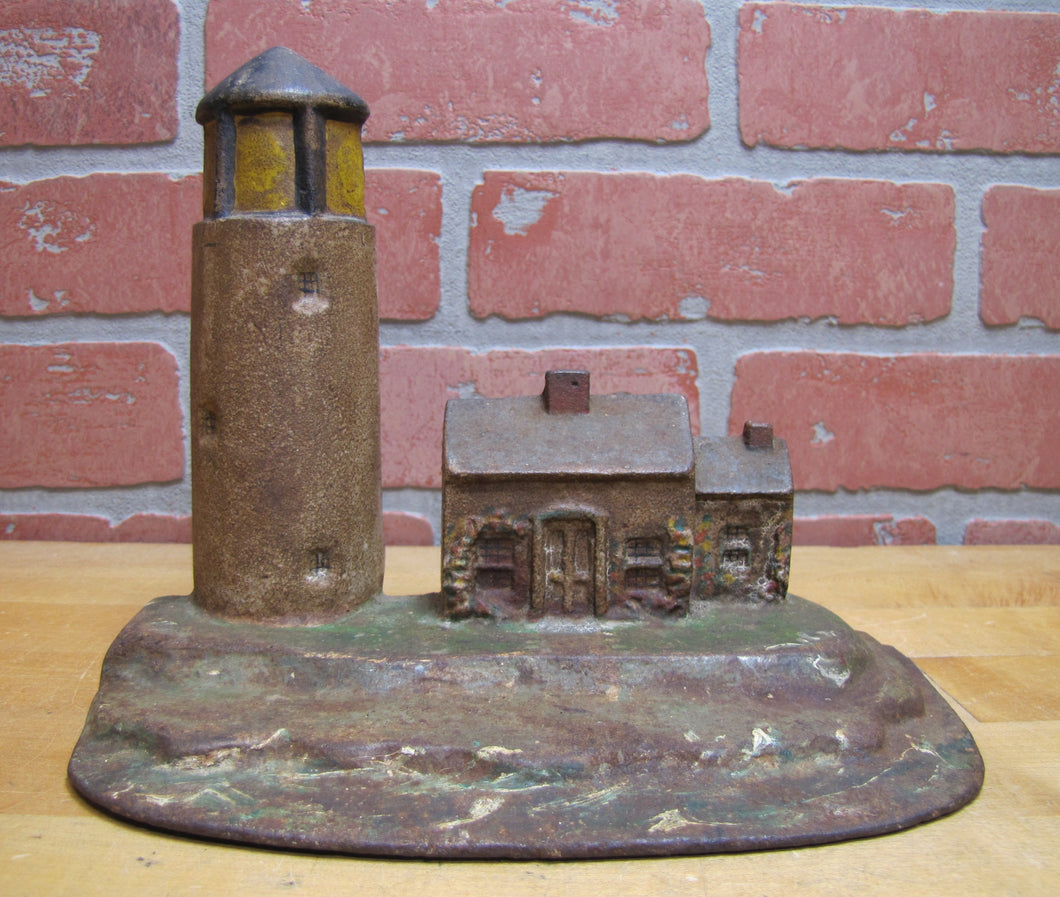 Lighthouse Keepers House Old Cast Iron Nautical Doorstop Decorative Arts Statue