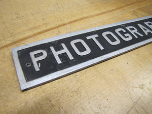 PHOTOGRAPHER Vintage Sign Embossed Metal Advertising Photo Photography Film Ad