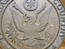 Load image into Gallery viewer, THE SEAL OF OUR COUNTRY USA Brass Plaque Medallion Ad Sign Spread Winged Eagle
