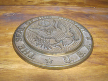 Load image into Gallery viewer, THE SEAL OF OUR COUNTRY USA Brass Plaque Medallion Ad Sign Spread Winged Eagle
