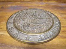 Load image into Gallery viewer, THE SEAL OF OUR COUNTRY USA Brass Plaque Medallion Ad Sign Spread Winged Eagle
