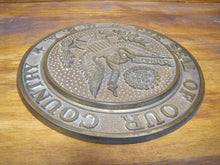 Load image into Gallery viewer, THE SEAL OF OUR COUNTRY USA Brass Plaque Medallion Ad Sign Spread Winged Eagle
