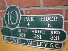 Load image into Gallery viewer, HOPEWELL VALLEY GC GOLF &amp; COUNTRY CLUB NJ Hole 10 Course Plaque Marker Sign Ad
