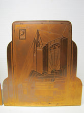 Load image into Gallery viewer, 1930s CHICAGO WORLDS FAIR CENTURY OF PROGRESS Bookends HALL SCIENCE TRAVEL BLDG
