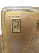 Load image into Gallery viewer, 1930s CHICAGO WORLDS FAIR CENTURY OF PROGRESS Bookends HALL SCIENCE TRAVEL BLDG
