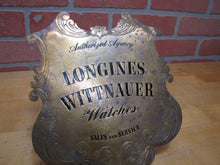 Load image into Gallery viewer, LONGINES WITTNAUER WATCHES Original Old Brass Store Display Advertising Sign
