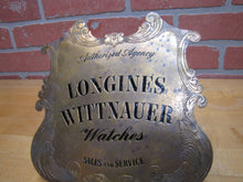 Load image into Gallery viewer, LONGINES WITTNAUER WATCHES Original Old Brass Store Display Advertising Sign
