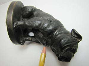 BULLDOG Old Cast Metal Figural Dog Statue Ornate Fine Detail Yale Mack Truck Ad