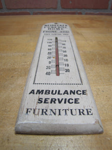 NEIDECKER FUNERAL HOME PORT CLINTON OHIO Old Ad Thermometer AMBULANCE FURNITURE