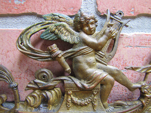 19c Victorian Nude Maidens Cherub Bugs Ornate Exquisite Decorative Arts Element