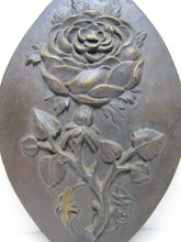 Load image into Gallery viewer, FLOWER LEAVES BUTTERFLY Signed B HA 26' Bronze Decorative Arts Artwork Plaque
