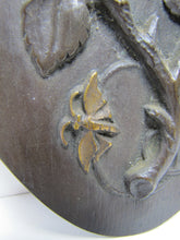 Load image into Gallery viewer, FLOWER LEAVES BUTTERFLY Signed B HA 26' Bronze Decorative Arts Artwork Plaque
