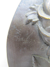 Load image into Gallery viewer, FLOWER LEAVES BUTTERFLY Signed B HA 26' Bronze Decorative Arts Artwork Plaque
