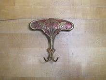 Load image into Gallery viewer, Antique Bronze Art Nouveau Hanger Hook Bracket Butterfly Flower ornate brass wsh
