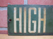 Load image into Gallery viewer, HIGH VOLTAGE Original Old Porcelain Safety Advertising Sign Green &amp; White
