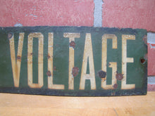 Load image into Gallery viewer, HIGH VOLTAGE Original Old Porcelain Safety Advertising Sign Green &amp; White
