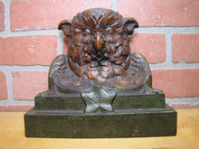 Load image into Gallery viewer, Antique Owl Doorstop Decorative Art Statue Cast Iron Judd Mfg Co 1243 10+ lbs
