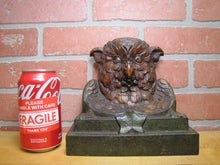 Load image into Gallery viewer, Antique Owl Doorstop Decorative Art Statue Cast Iron Judd Mfg Co 1243 10+ lbs
