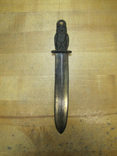 Load image into Gallery viewer, WISE OLD OWL Antique Letter Opener Page Turner Cast Iron Brass Wash Desk Tool
