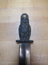 Load image into Gallery viewer, WISE OLD OWL Antique Letter Opener Page Turner Cast Iron Brass Wash Desk Tool
