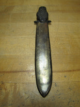 Load image into Gallery viewer, WISE OLD OWL Antique Letter Opener Page Turner Cast Iron Brass Wash Desk Tool

