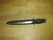 Load image into Gallery viewer, WISE OLD OWL Antique Letter Opener Page Turner Cast Iron Brass Wash Desk Tool
