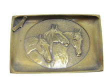Load image into Gallery viewer, GEO WASHINGTON MASONIC MEMORIAL Old Souvenir Brass Tray Card Tip Pin 3 HORSES
