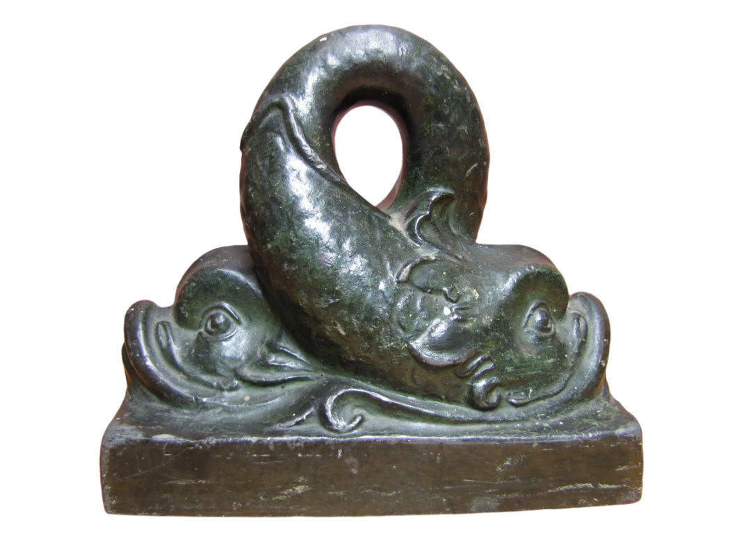 Double Dauphin Koi Devil Fish NAL Co HDW Antique Doostop Decorative Art Statue