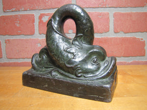 Double Dauphin Koi Devil Fish NAL Co HDW Antique Doostop Decorative Art Statue