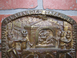 SALAMANDER SAFE EVANS & WATSON PHILADELPHIA Ornate Antique Bronze Sign Plaque