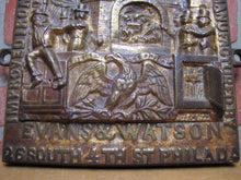 Load image into Gallery viewer, SALAMANDER SAFE EVANS &amp; WATSON PHILADELPHIA Ornate Antique Bronze Sign Plaque
